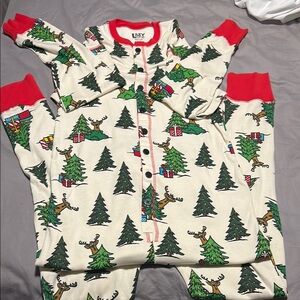 Lazy One Cream Pajama onesie with Red Accents